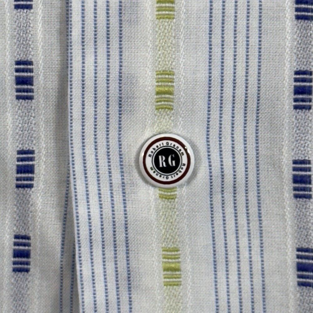 Robert Graham Shirt Men's M White Paisley Flip Cuff Button Up 15.5 Neck Vertical - Picture 7 of 12